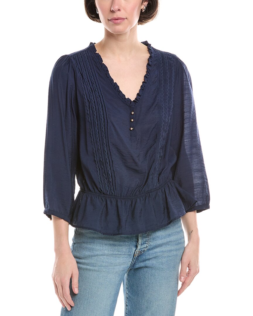 Sam Edelman Kit Pintuck Blouse Blue