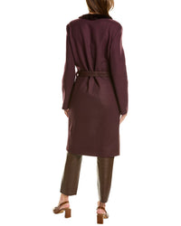 Piazza Sempione Leather-Trim Wool Coat