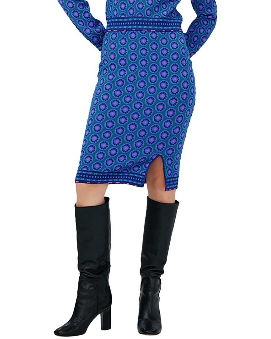 Diane Von Furstenberg Gusta Wool-Blend Pencil Skirt Blue