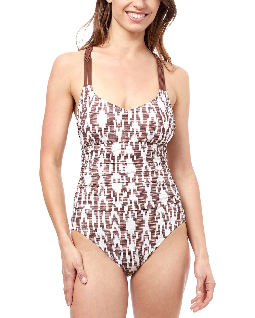 Profile By Gottex Iota Round Neck One-Piece Brown