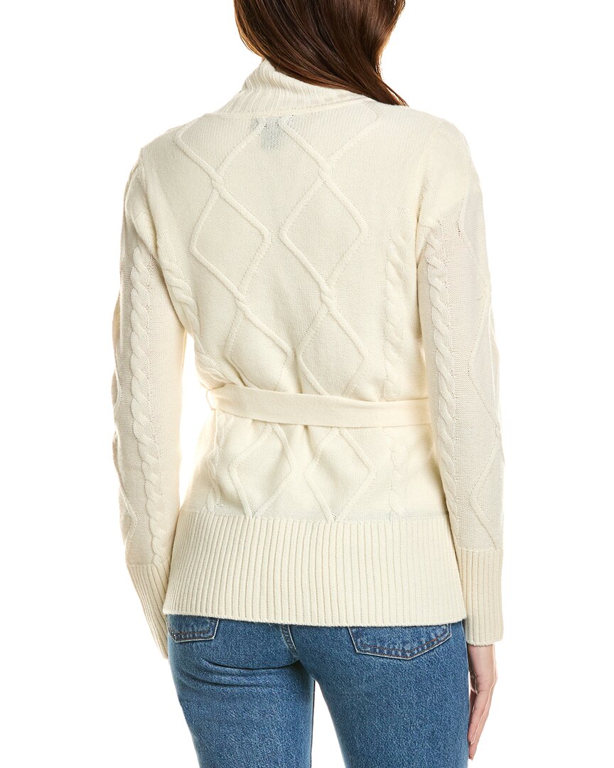 Forte Cashmere Belted Cable Wool & Cashmere-Blend Cardigan