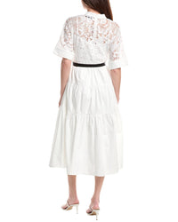 Gracia Button Front Buckle Belt Maxi Dress