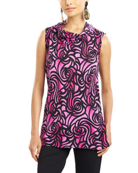 Natori Silk-Blend Scroll Top Pink
