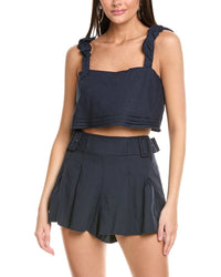 Ramy Brook Cora Linen-Blend Tank Blue