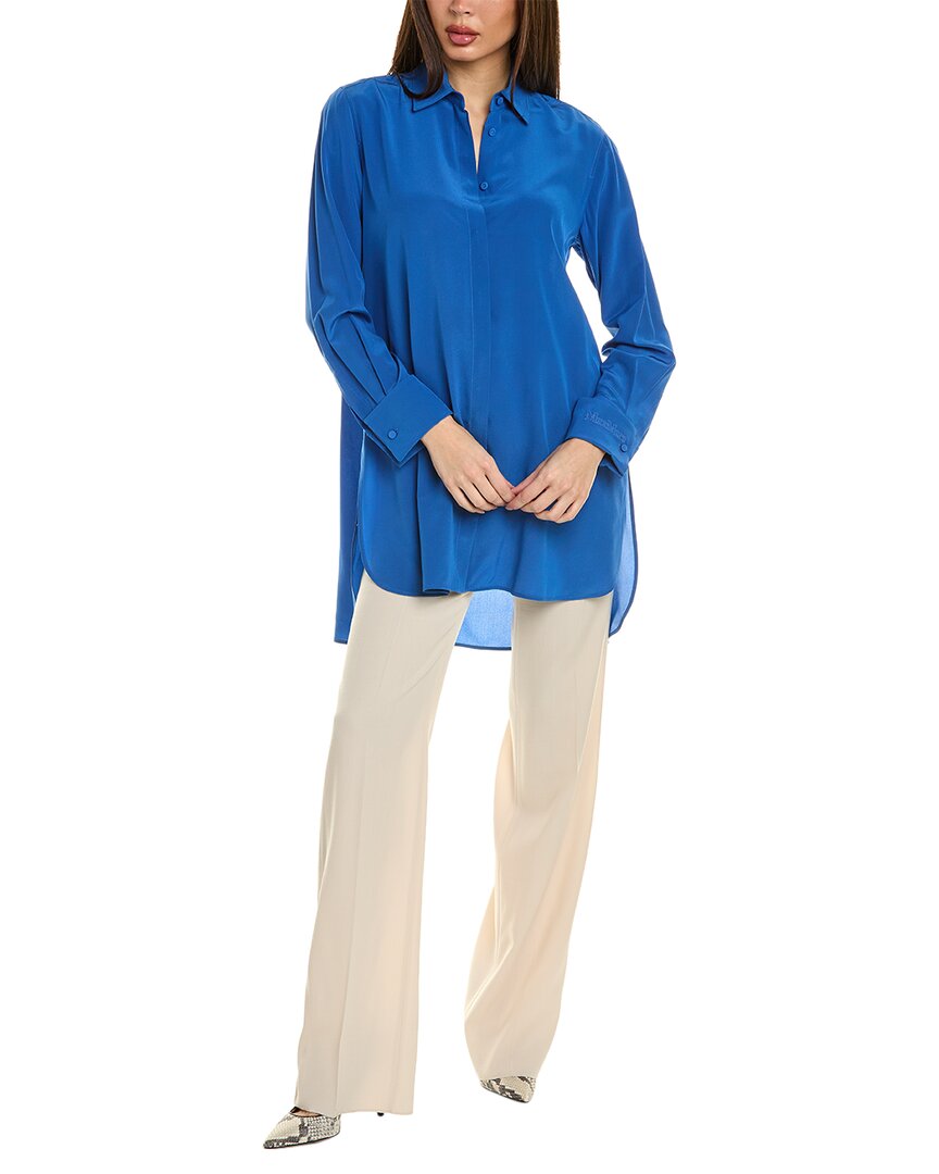 Max Mara Deborah Silk Shirt Blue 6