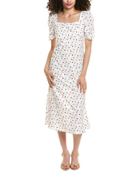 Colette Rose Puff Sleeve Midi Dress White