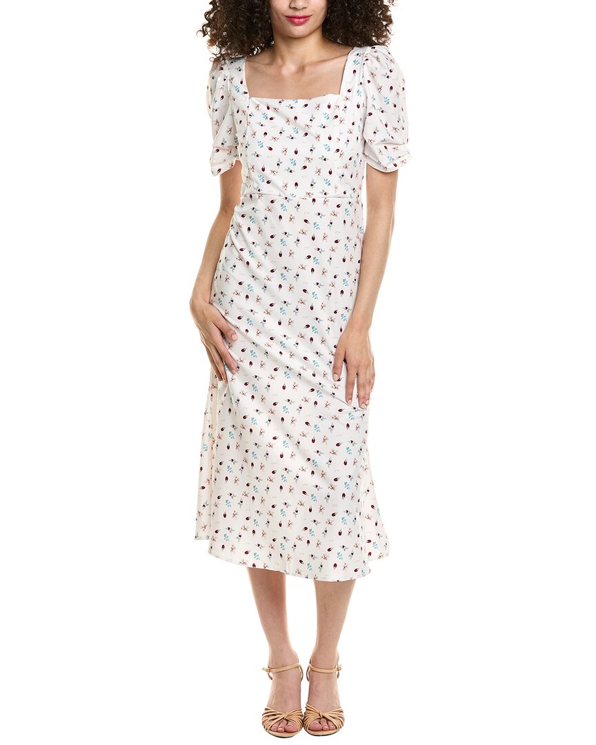 Colette Rose Puff Sleeve Midi Dress White
