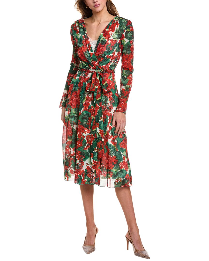 Dolce & Gabbana Silk-Blend Wrap Dress Red 36