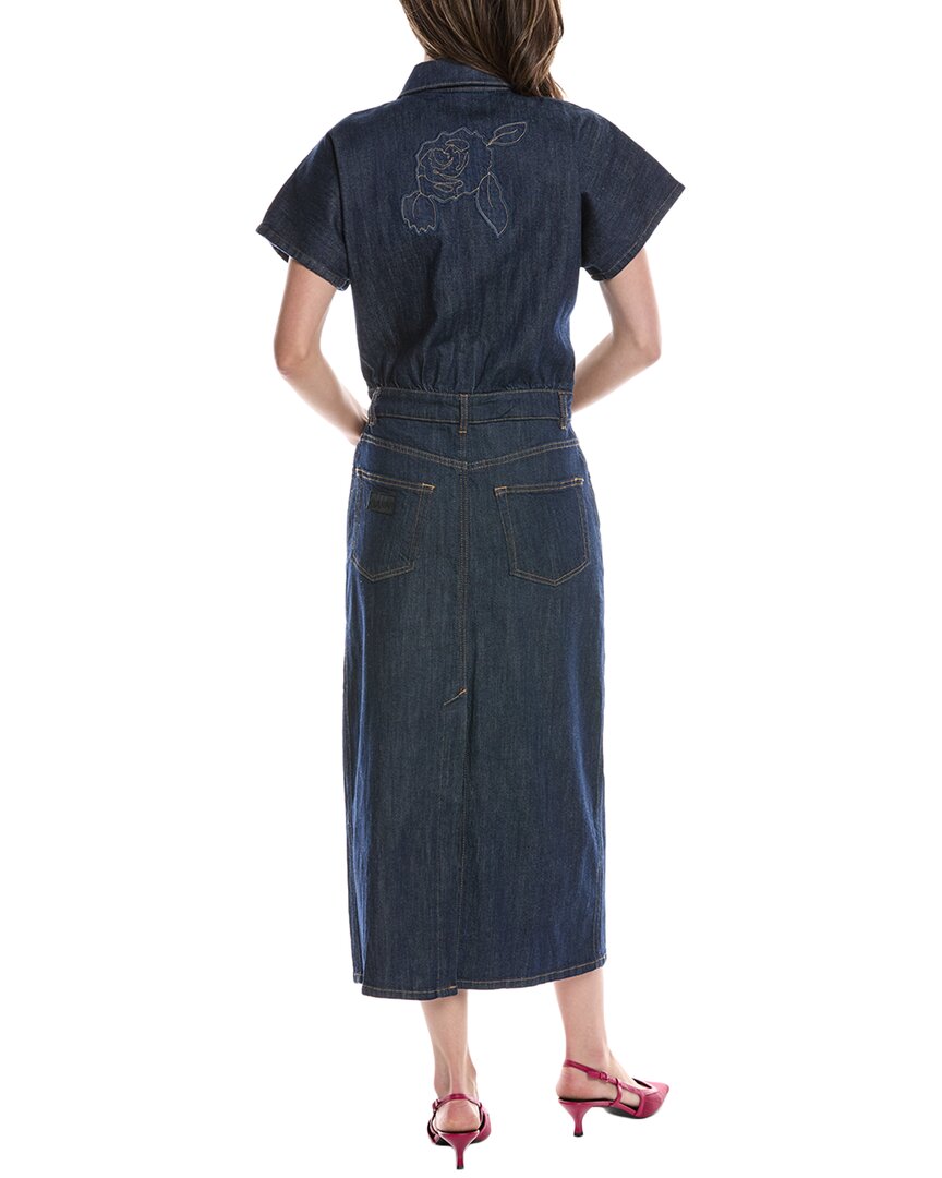 knee length dresses for ladies Ganni Denim midi dress with open back Purple - Women main image 1