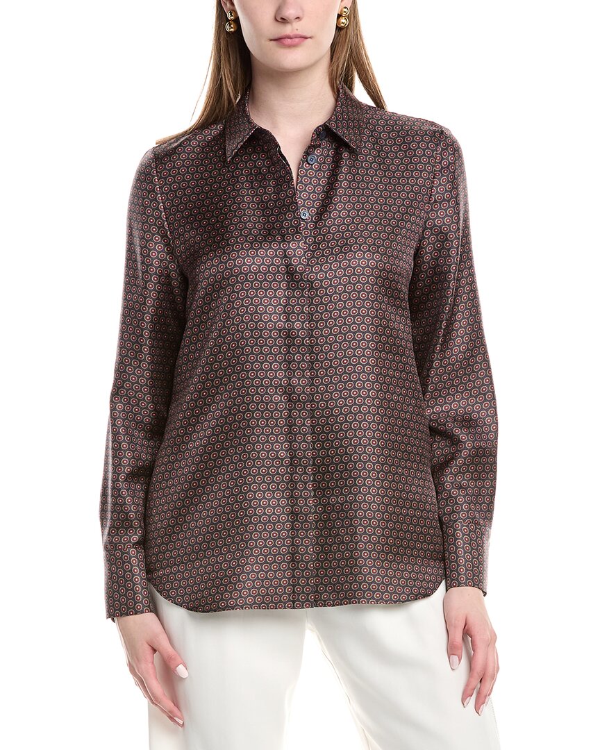 Lafayette 148 New York Scottie Silk Blouse Blue