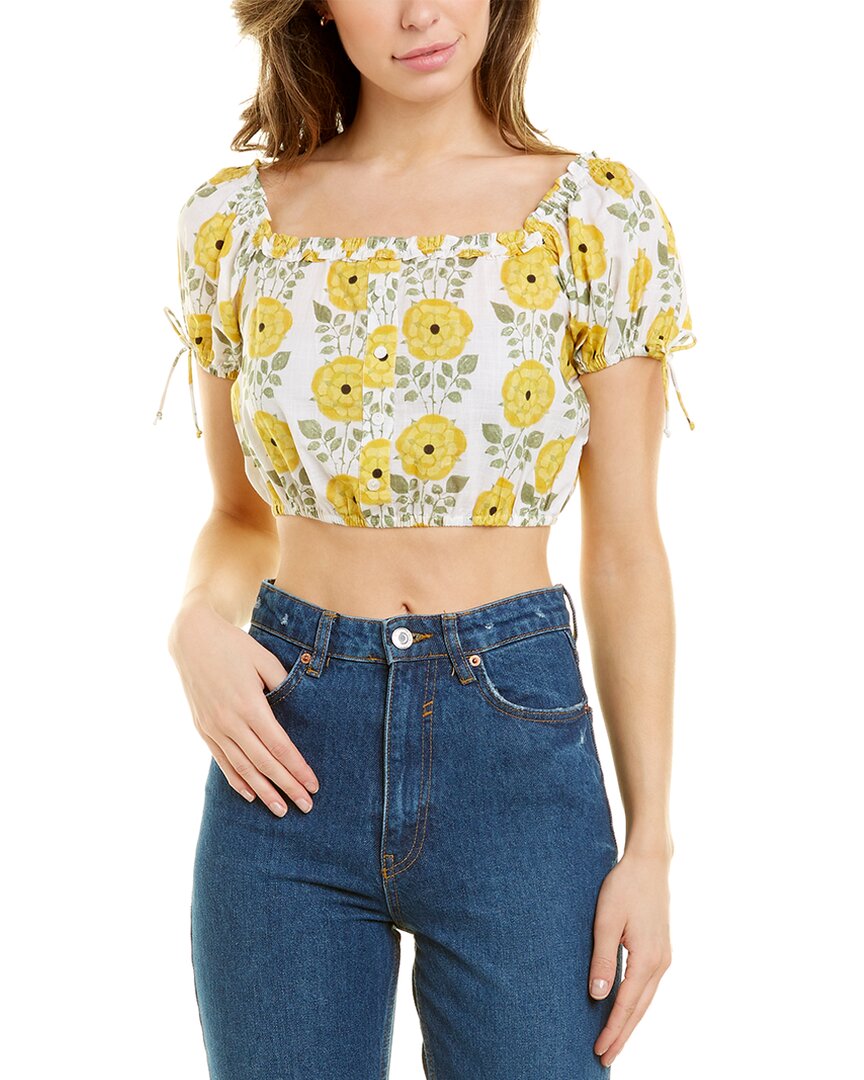 Celina Moon Short Sleeve Crop Top Blue