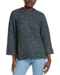 Autumn Cashmere Shaker 3/4-Sleeve Alpaca-Blend Sweater