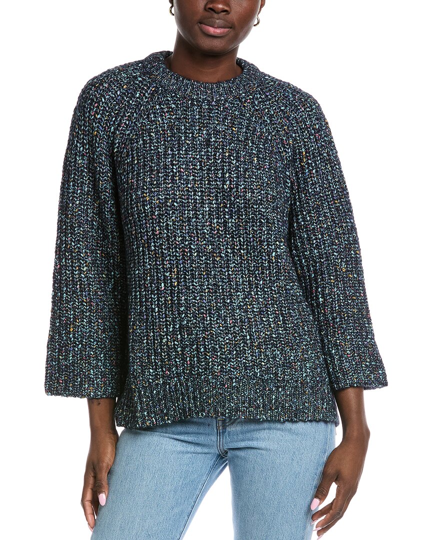 Autumn Cashmere Shaker 3/4-Sleeve Alpaca-Blend Sweater