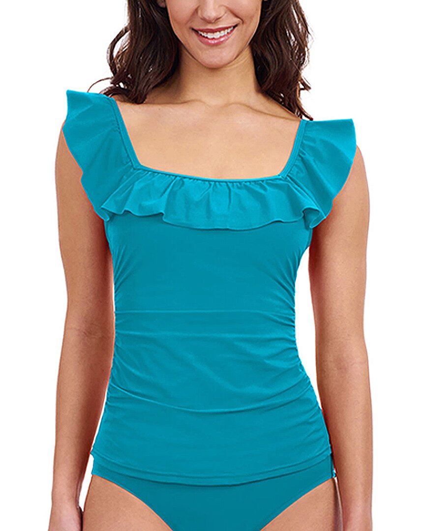 Profile By Gottex Tutti Frutti Square Neck Ruffle Tankini Green 12