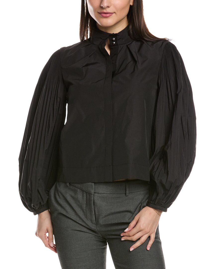 Derek Lam 10 Crosby Lupa Pleated Sleeve Top Black