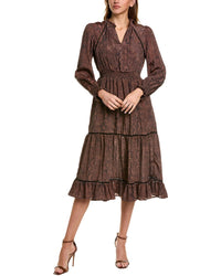 Sam Edelman Maya Tiered Midi Dress Brown Multi
