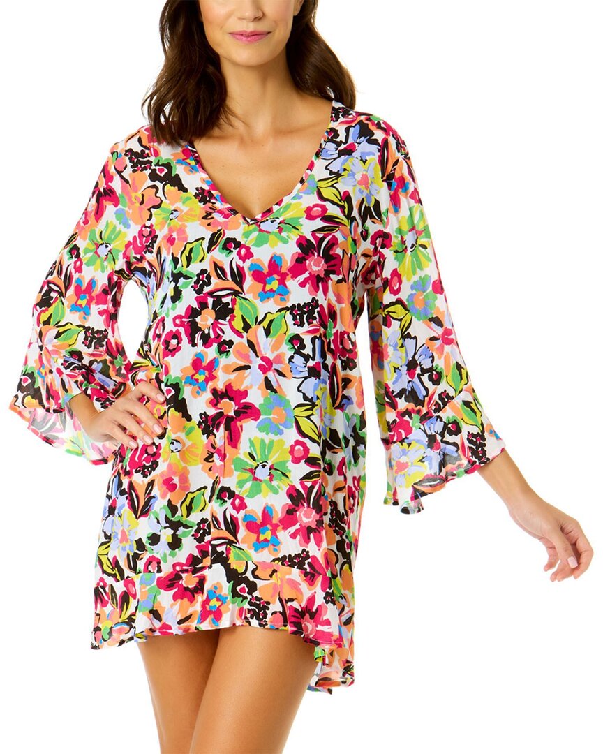 Anne Cole Flounce V Neck Tunic