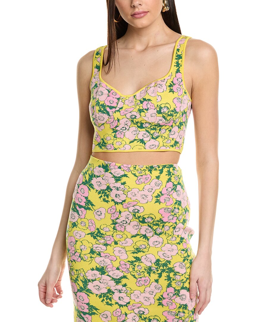 Carolina Herrera Thick Strap Bustier Silk-Blend Crop Top Yellow