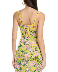 Carolina Herrera Thick Strap Bustier Silk-Blend Crop Top