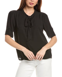 T Tahari Tie-Neck Woven Top
