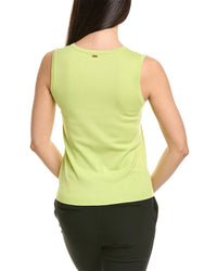 St. John Solid Jersey Knit V- Neck Shell