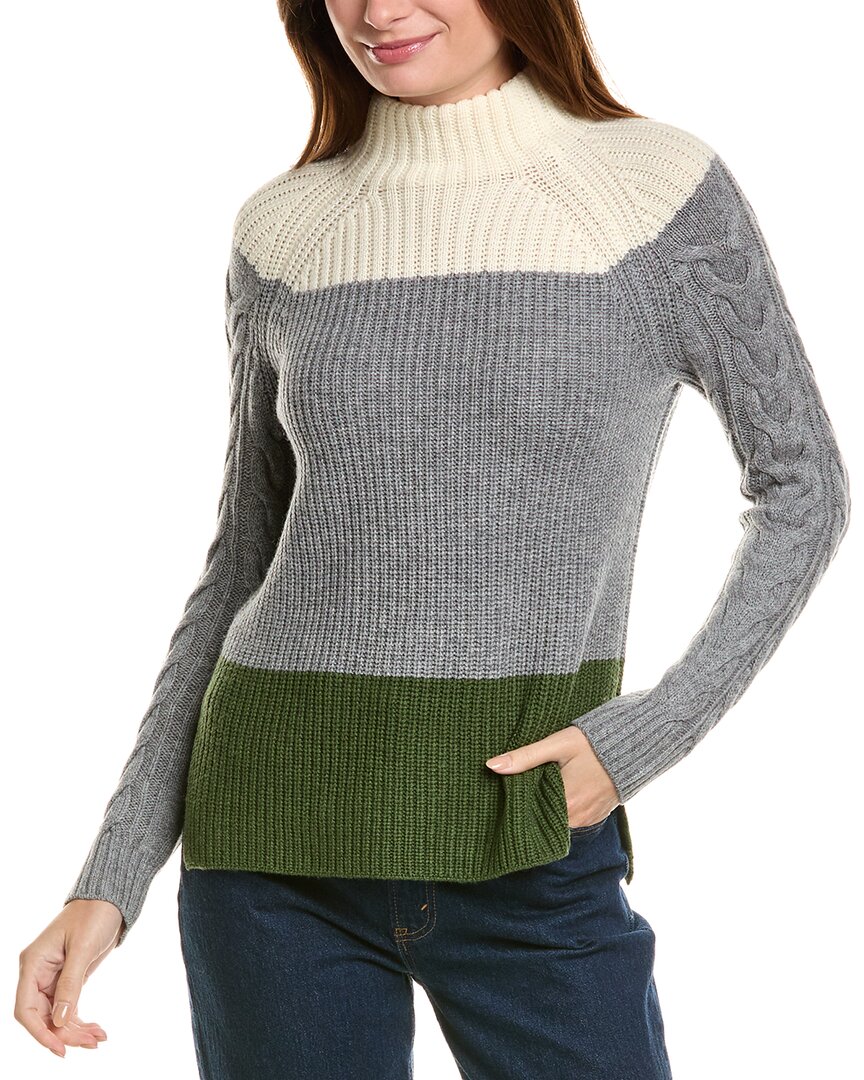 Forte Cashmere Colorblocked Funnel Neck Wool & Cashmere-Blend Sweater White