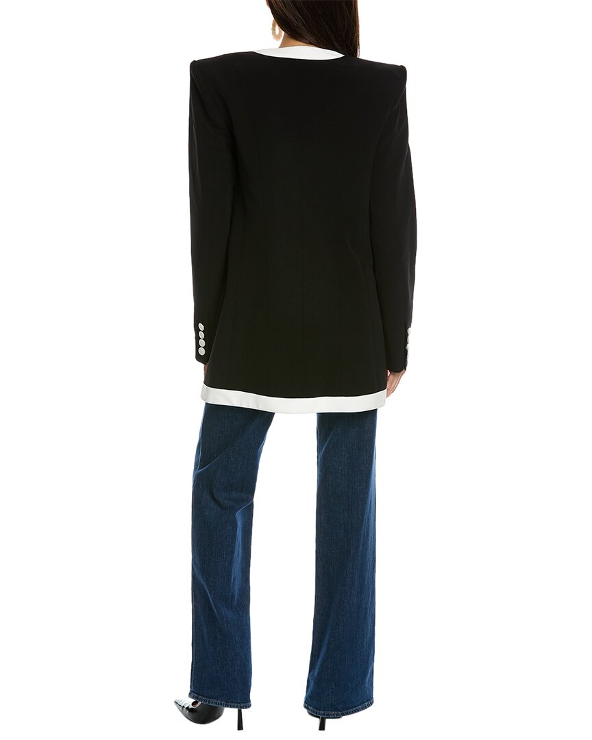 Balmain Long Collarless 6-Button Crepe Jacket