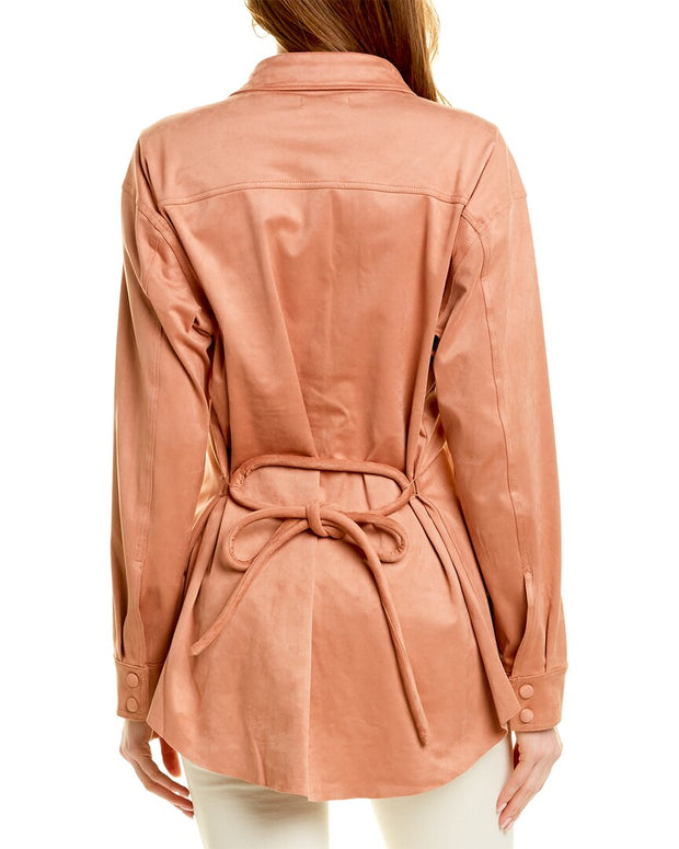 Good American Faux Suede Belted Shacket