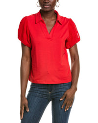 Nanette Nanette Lepore Gathered Puff Sleeve Blouse Red