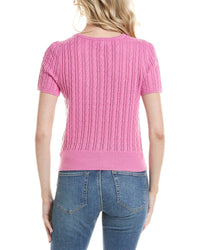 Design History Womens Button Front Linen-Blend Cardigan, S, Pink