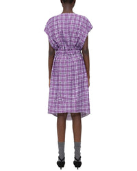 Theory Wrinkle Check Midi Dress