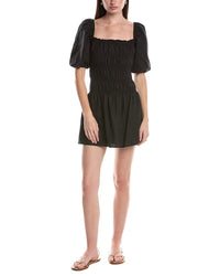Onia Air Smocked Linen-Blend Mini Dress