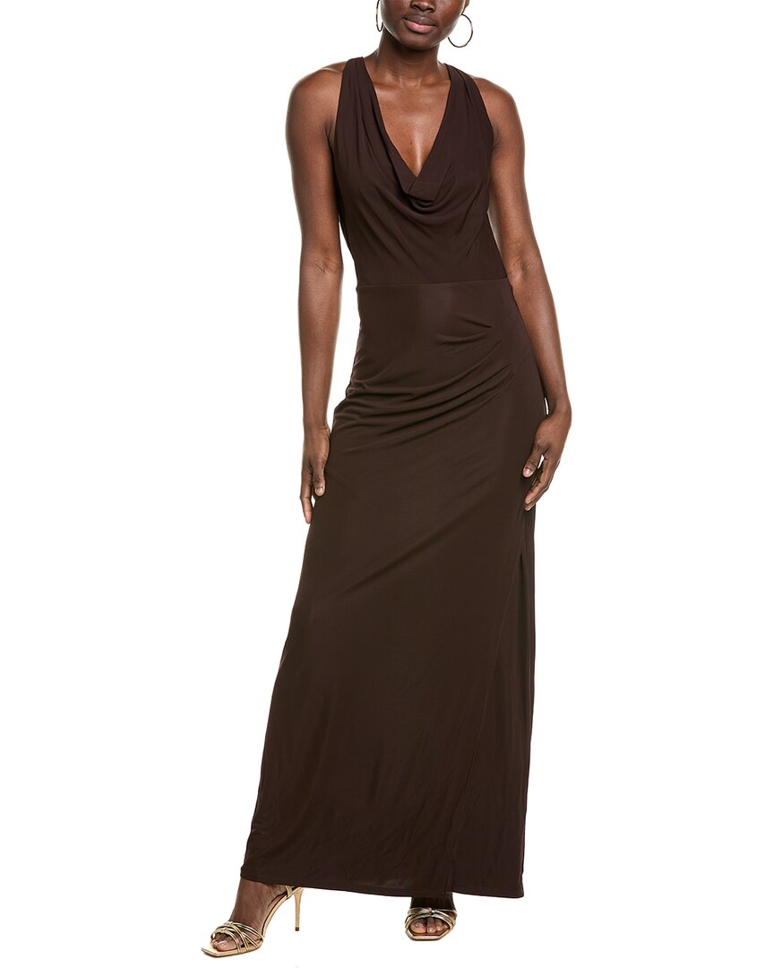 Simkhai Kosme Deep V-Neck Gown Brown Multi