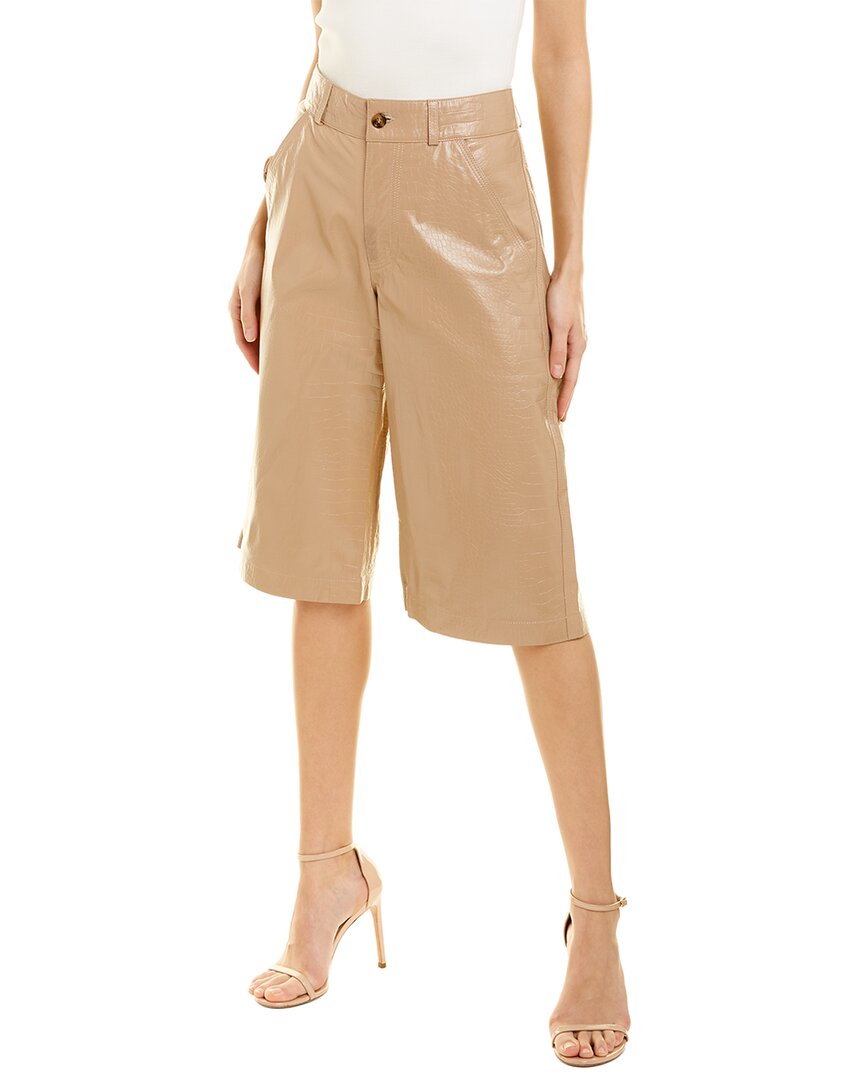 Dodo Bar Or Deniz Leather Bermuda Short Beige