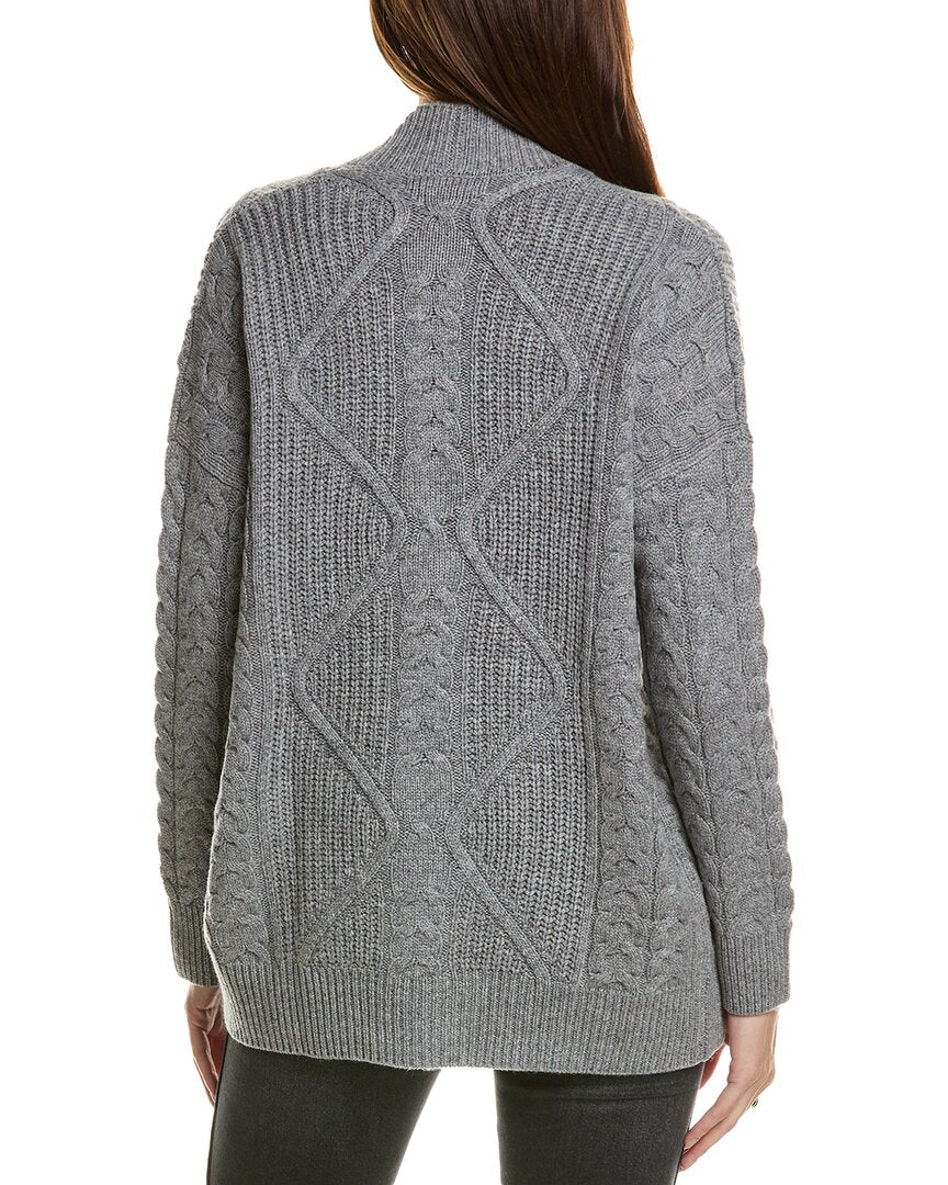 Forte Cashmere Luxe Cable Wool & Cashmere-Blend Cardigan