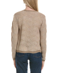 Sofiacashmere Two Tone Brioche Cable Wool & Cashmere-Blend Cardigan