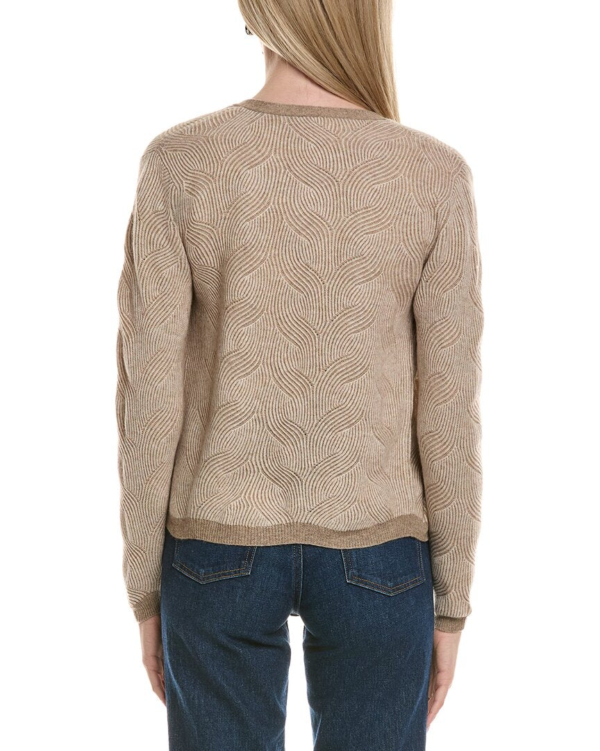 Sofiacashmere Two Tone Brioche Cable Wool & Cashmere-Blend Cardigan