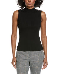 Elie Tahari Mock Neck Rib Top