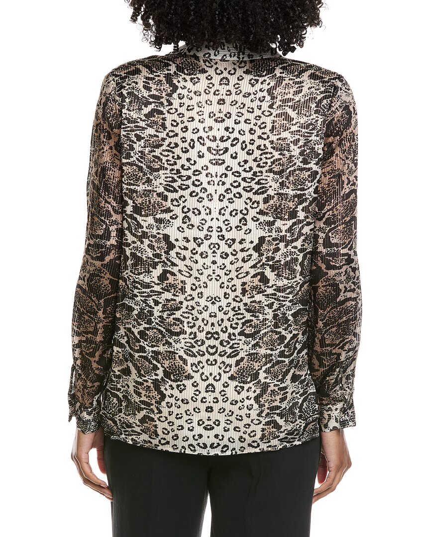 Elie Tahari Collar Deep V-Neck Silk-Blend Blouse