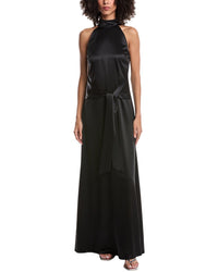 Toccin Jocelyn Tie Front Silky Satin Maxi Dress