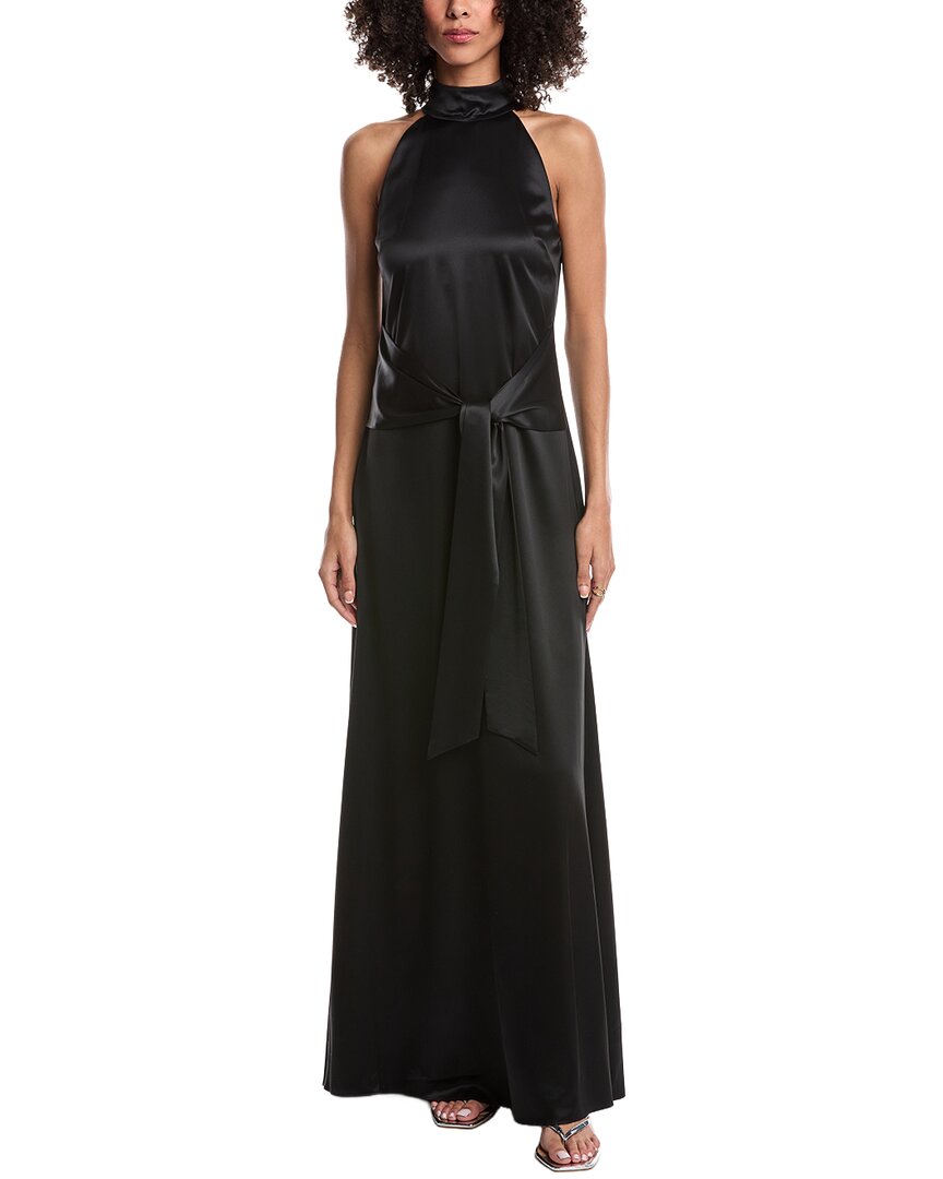 Toccin Jocelyn Tie Front Silky Satin Maxi Dress