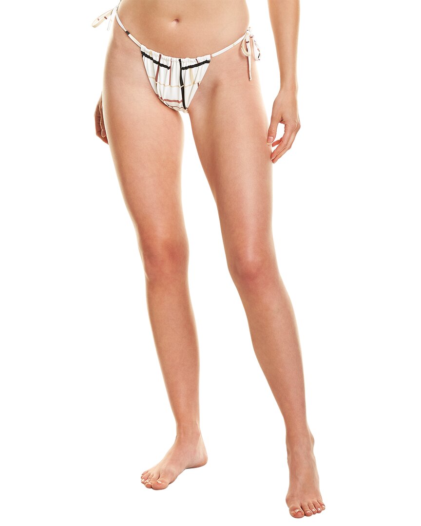 Weworewhat Ruched String Bikini Bottom White