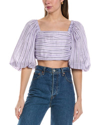 Sandro Linen-Blend Top Purple