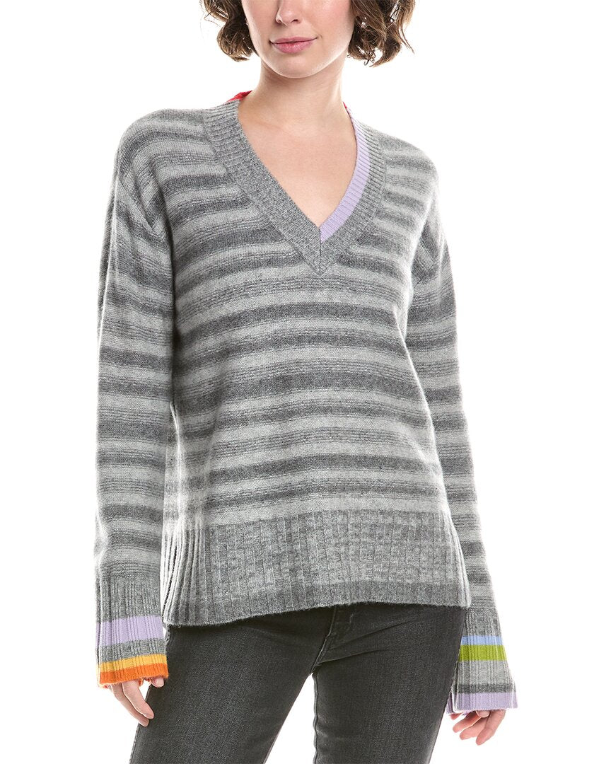 InCashmere Incashmere Striped Wool & Cashmere -Blend Sweater