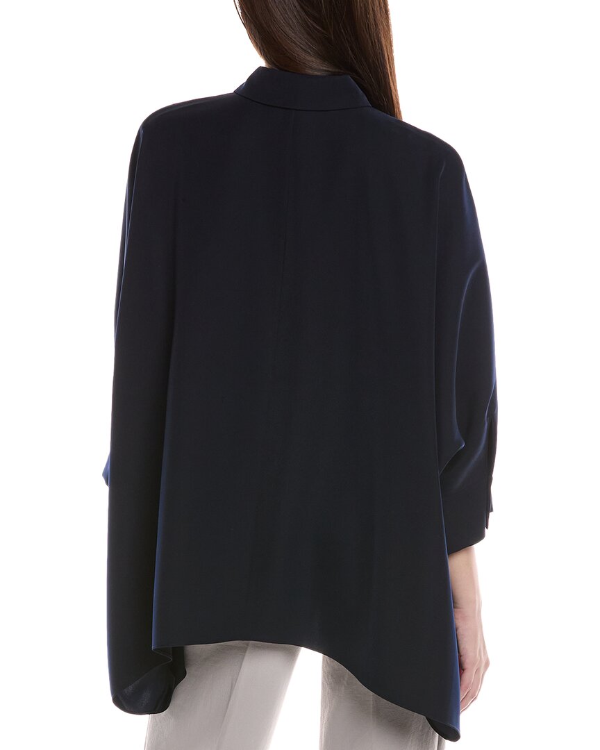 St. John Twill 3/4 Sleeve Draped Blouse
