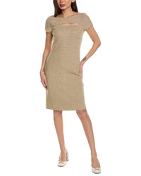 St. John Tinsel Tweed Sheath Dress Brown Multi