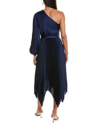 Milly Essi Solid Pleated One-Shoulder Maxi Dress