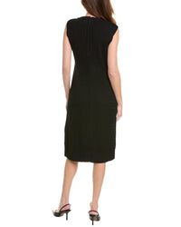 Lafayette 148 New York Silk-Blend Pleated Cap Sleeve Below Knee Dress