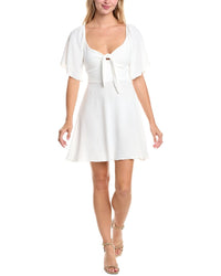 Madison Miles Tie Front Mini Dress White