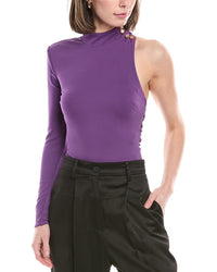 Elisabetta Franchi Asymmetrical Bodysuit Purple